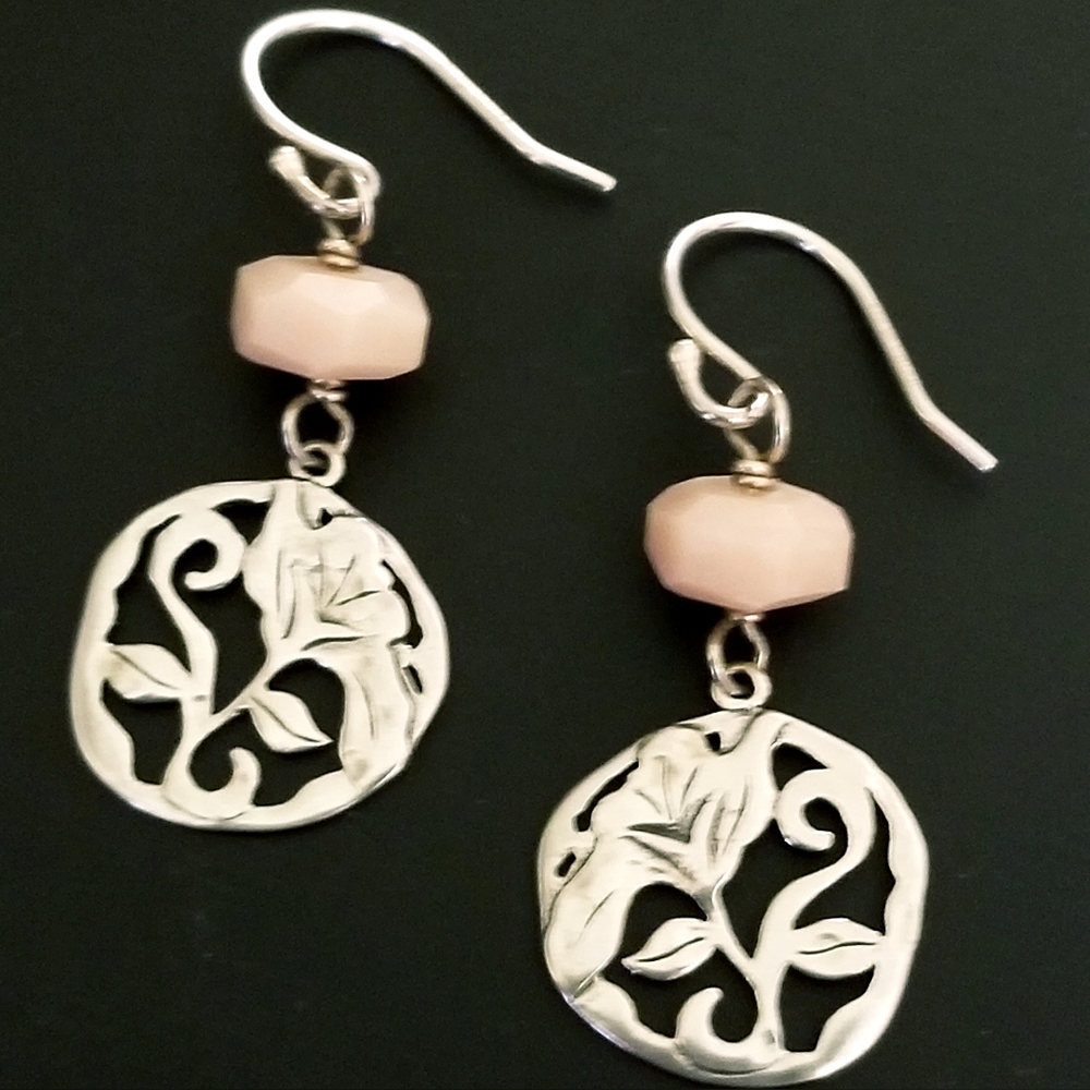 Silpada Sterling Silver & Pink Soapstone Earrings